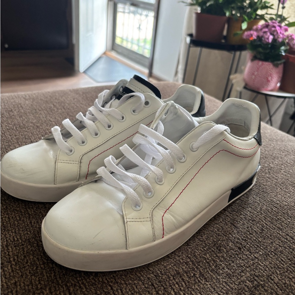 Dolce & Gabbana White and Black Sneakers Sleek Design